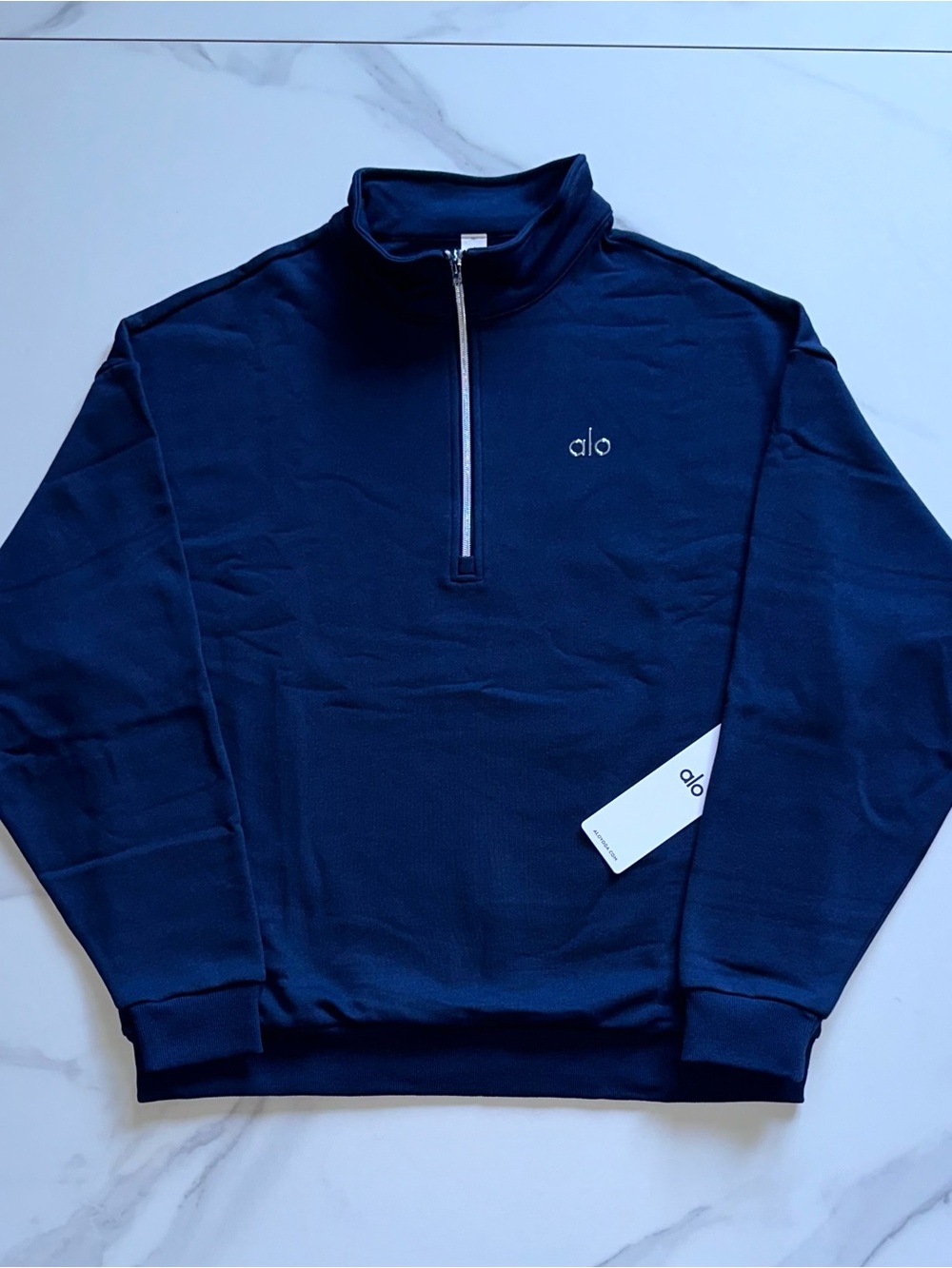Alo Yoga Accolade 1/4 Zip Pullover Sweatshirt Navy Blue NWT Size Medium